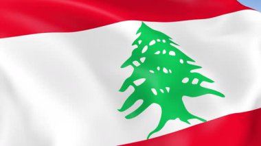 Lübnan 'ın rüzgarda dalgalanan 4KHD bayrağı. 4K çözünürlüğünde son derece detaylı kumaş dokusuna sahip kusursuz döngü animasyonu.