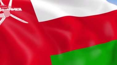 Umman 'ın rüzgarda dalgalanan 4KHD bayrağı. 4K çözünürlüğünde son derece detaylı kumaş dokusuna sahip kusursuz döngü animasyonu.