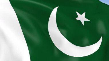 Pakistan 'ın rüzgarda dalgalanan 4KHD bayrağı. 4K çözünürlüğünde son derece detaylı kumaş dokusuna sahip kusursuz döngü animasyonu.