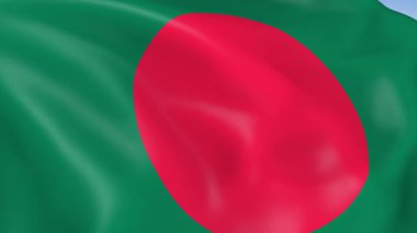 Bangladeş 'in rüzgarda dalgalanan 4KHD bayrağı. 4K çözünürlüğünde son derece detaylı kumaş dokusuna sahip kusursuz döngü animasyonu.