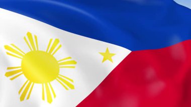 Filipinler 'in rüzgarda dalgalanan 4KHD bayrağı. 4K çözünürlüğünde son derece detaylı kumaş dokusuna sahip kusursuz döngü animasyonu.