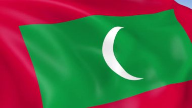 Maldivler 'in rüzgarda dalgalanan 4KHD bayrağı. 4K çözünürlüğünde son derece detaylı kumaş dokusuna sahip kusursuz döngü animasyonu.