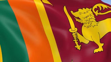 Sri Lanka 'nın rüzgarda dalgalanan 4KHD bayrağı. 4K çözünürlüğünde son derece detaylı kumaş dokusuna sahip kusursuz döngü animasyonu.