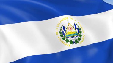 El Salvador 'un rüzgarda dalgalanan 4KHD bayrağı. 4K çözünürlüğünde son derece detaylı kumaş dokusuna sahip kusursuz döngü animasyonu.