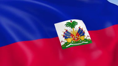 Haiti 'nin rüzgarda dalgalanan 4KHD bayrağı. 4K çözünürlüğünde son derece detaylı kumaş dokusuna sahip kusursuz döngü animasyonu.