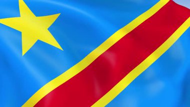 Kongo Demokratik Cumhuriyeti 'nin 4KHD bayrağı rüzgarda sallanıyor. 4K çözünürlüğünde son derece detaylı kumaş dokusuna sahip kusursuz döngü animasyonu.