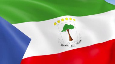 Rüzgarda sallanan Ekvator Ginesi 'nin 4KHD bayrağı. 4K çözünürlüğünde son derece detaylı kumaş dokusuna sahip kusursuz döngü animasyonu.