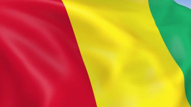 Rüzgarda sallanan Gine bayrağının 4KHD fotogerçekçi ağır çekimi. 4K çözünürlüğünde son derece detaylı kumaş dokusuna sahip kusursuz döngü animasyonu.