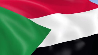 Sudan 'ın rüzgarda dalgalanan 4KHD bayrağı. 4K çözünürlüğünde son derece detaylı kumaş dokusuna sahip kusursuz döngü animasyonu.