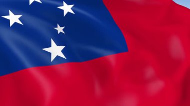 Samoa 'nın rüzgarda dalgalanan 4KHD bayrağı. 4K çözünürlüğünde son derece detaylı kumaş dokusuna sahip kusursuz döngü animasyonu.