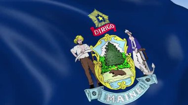 ABD 'nin Maine eyaletinin 4KHD bayrağı rüzgarda sallanıyor. 4K çözünürlüğünde son derece detaylı kumaş dokusuna sahip kusursuz döngü animasyonu.