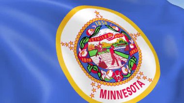 ABD 'nin Minnesota eyaletinin 4KHD bayrağı rüzgarda sallanıyor. 4K çözünürlüğünde son derece detaylı kumaş dokusuna sahip kusursuz döngü animasyonu.