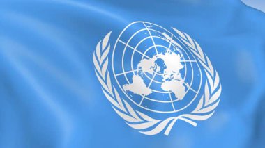 Birleşmiş Milletler 'in 4KHD bayrağı rüzgarda sallanıyor. 4K çözünürlüğünde son derece detaylı kumaş dokusuna sahip kusursuz döngü animasyonu.