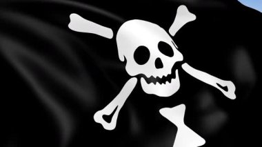 Deniz Korsanı 'nın rüzgarda dalgalanan 4KHD bayrağı. 4K çözünürlüğünde son derece detaylı kumaş dokusuna sahip kusursuz döngü animasyonu.