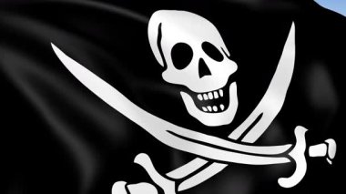 Deniz Korsanı 'nın rüzgarda dalgalanan 4KHD bayrağı. 4K çözünürlüğünde son derece detaylı kumaş dokusuna sahip kusursuz döngü animasyonu.