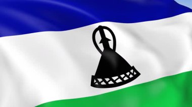 Lesotho Krallığı 'nın fotoğraf gerçekçi ağır çekim 4KHD bayrağı rüzgarda sallanıyor. 4K çözünürlüğünde son derece detaylı kumaş dokusuna sahip kusursuz döngü animasyonu.