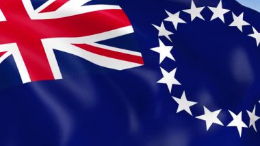 Cook Adaları 'nın 4KHD bayrağı rüzgarda sallanıyor. 4K çözünürlüğünde son derece detaylı kumaş dokusuna sahip kusursuz döngü animasyonu.