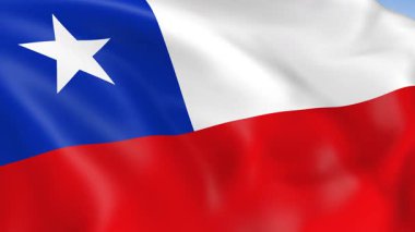 Şili 'nin rüzgarda dalgalanan 4KHD bayrağı. 4K çözünürlüğünde son derece detaylı kumaş dokusuna sahip kusursuz döngü animasyonu.