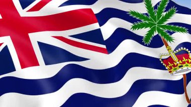 İngiliz Hint Okyanusu Toprakları 'nın rüzgarda dalgalanan 4KHD bayrağı. 4K çözünürlüğünde son derece detaylı kumaş dokusuna sahip kusursuz döngü animasyonu.