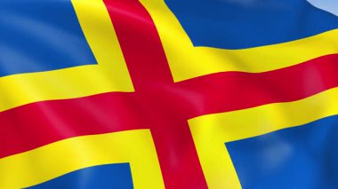 Aland Adaları 'nın 4KHD bayrağı rüzgarda sallanıyor. 4K çözünürlüğünde son derece detaylı kumaş dokusuna sahip kusursuz döngü animasyonu.