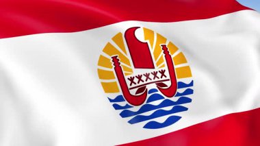 Fransız Polinezyası 'nın rüzgarda dalgalanan 4KHD bayrağı. 4K çözünürlüğünde son derece detaylı kumaş dokusuna sahip kusursuz döngü animasyonu.