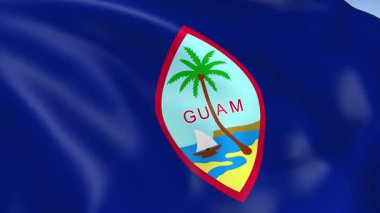 Guam 'ın rüzgarda dalgalanan 4KHD bayrağı. 4K çözünürlüğünde son derece detaylı kumaş dokusuna sahip kusursuz döngü animasyonu.
