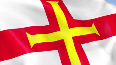 Guernsey 'in rüzgarda dalgalanan 4KHD bayrağı. 4K çözünürlüğünde son derece detaylı kumaş dokusuna sahip kusursuz döngü animasyonu.
