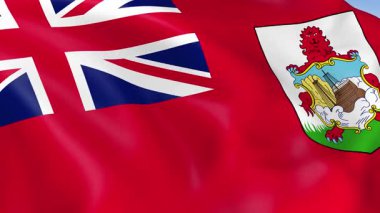 Bermuda 'nın rüzgarda dalgalanan 4KHD bayrağı. 4K çözünürlüğünde son derece detaylı kumaş dokusuna sahip kusursuz döngü animasyonu.