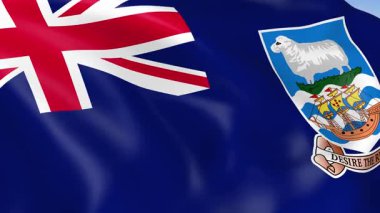 Falkland Adaları 'nın 4KHD bayrağı rüzgarda sallanıyor. 4K çözünürlüğünde son derece detaylı kumaş dokusuna sahip kusursuz döngü animasyonu.