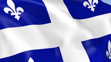 Quebec Eyaleti 'nin 4KHD bayrağı rüzgarda sallanıyor. 4K çözünürlüğünde son derece detaylı kumaş dokusuna sahip kusursuz döngü animasyonu.