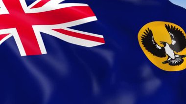 Güney Avustralya Eyaleti 'nin 4KHD bayrağı rüzgarda sallanıyor. 4K çözünürlüğünde son derece detaylı kumaş dokusuna sahip kusursuz döngü animasyonu.