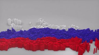 Rusya ülke girişi 3D çubuklarla haritayı oluşturan Waving Flag Design ile haberler, siyasi olaylar, spor tanıtımları ve sunumlar için kullanışlı.