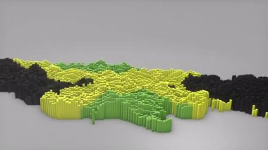 Jamaika ülke açılışı 3D çubuklarıyla haritayı oluşturan Waving Flag Design, haberler, siyasi olaylar, spor tanıtımları ve sunumlar için kullanışlı.