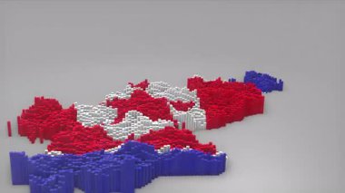 Kuzey Kore ülke açılışı 3d çubuklarıyla haritayı oluşturan Waving Flag Design haber, politik olaylar, spor tanıtımları ve sunumlar için kullanışlı.