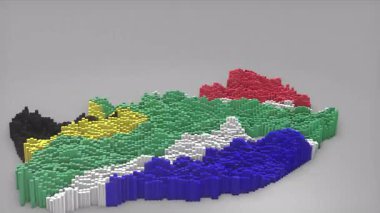 Waving Flag Design ile haritayı oluşturan 3d çubuklu Güney Afrika ülke girişi haberler, politik olaylar, spor tanıtımları ve sunumlar için kullanışlı.