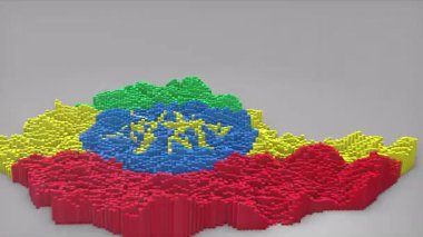 Etiyopya ülke girişi 3d çubuklarıyla haritayı oluşturan Sallanan Bayrak Tasarımı haber, politik olaylar, spor tanıtımları ve sunumlar için kullanışlı.