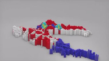 Hırvatistan ülke açılışı, haber, siyasi olaylar, spor tanıtımları ve sunumlar için yararlı olan Dalgalanan Bayrak Tasarımı ile haritayı oluşturan 3d çubuklarla başladı.