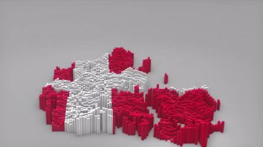 Danimarka ülke açılışı 3d çubuklarıyla haritayı oluşturan haberler, siyasi olaylar, spor tanıtımları ve sunumlar için kullanışlı Waving Flag Design.