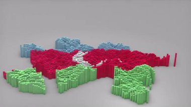 Azerbaycan ülke açılışı 3d çubuklarla başlatılarak haber, siyasi olaylar, spor tanıtımları ve sunumlar için yararlı olan Dalgalı Bayrak Tasarımı ile harita oluşturuldu.