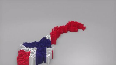 Norveç ülke açılışı 3d çubuklarıyla haritayı oluşturan Waving Flag Design ile haberler, siyasi olaylar, spor tanıtımları ve sunumlar için kullanışlı.