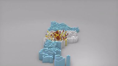 Arjantin ülke açılışı 3D çubuklarla başlatıldı. Haritayı oluşturan Waving Flag Design, haberler, politik olaylar, spor tanıtımları ve sunumlar için kullanışlı..