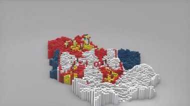 Sırbistan ülke girişi, haber, siyasi olaylar, spor tanıtımları ve sunumlar için yararlı olan Dalgalı Bayrak Tasarımı ile haritayı oluşturan 3d çubuklarla başladı.