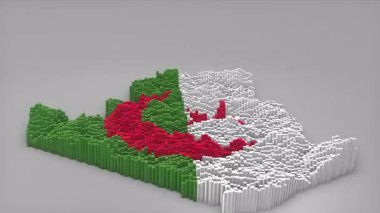Cezayir ülke açılışı 3d çubuklarıyla yeni bir harita oluşturan Waving Flag Design, haberler, politik olaylar, spor tanıtımları ve sunumlar için kullanışlı.