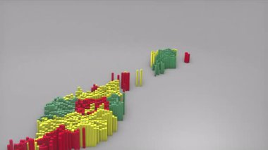 Waving Flag Design ile haritayı oluşturan 3d çubuklu Grenada ülke açılımı haberler, siyasi olaylar, spor tanıtımları ve sunumlar için kullanışlı.