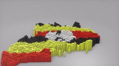 Uganda ülke açılışı 3d çubuklarıyla haritayı oluşturan haberler, siyasi olaylar, spor tanıtımları ve sunumlar için kullanışlı Waving Flag Design.