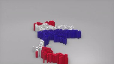 Haber, siyasi olaylar, spor tanıtımları ve sunumlar için kullanışlı Waving Flag Design ile haritayı oluşturan 3d çubuklu Tayland ülke girişi.