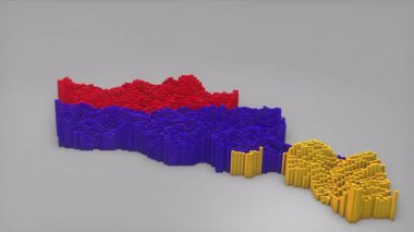 Haber, siyasi olaylar, spor tanıtımları ve sunumlar için kullanışlı Waving Flag Design ile haritayı oluşturan 3d çubuklu Ermenistan ülke açılımı.