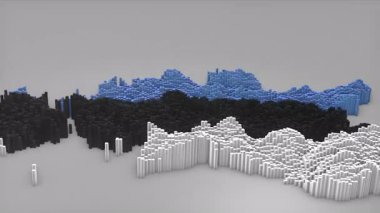 Estonya ülke açılışı 3d çubuklarıyla birlikte haber, siyasi olaylar, spor tanıtımları ve sunumlar için kullanışlı olan Waving Flag Design ile harita oluşturur.