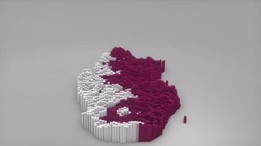 Haber, siyasi olaylar, spor tanıtımları ve sunumlar için kullanışlı Waving Flag Design ile haritayı oluşturan 3d çubuklu Katar ülke açıcı girişi.