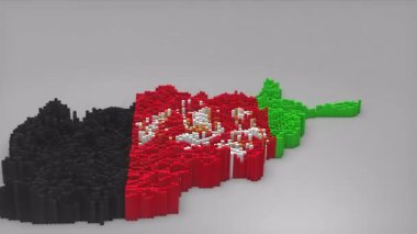 Afganistan ülke girişi 3D çubuklarla haritayı oluşturan Waving Flag Design ile haberler, siyasi olaylar, spor tanıtımları ve sunumlar için kullanışlı.